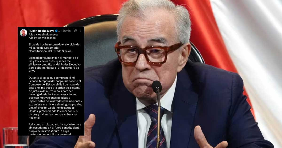 Gobernador de Sinaloa retoma el cargo tras 112 días de licencia y asegura ser inocente de las acusaciones