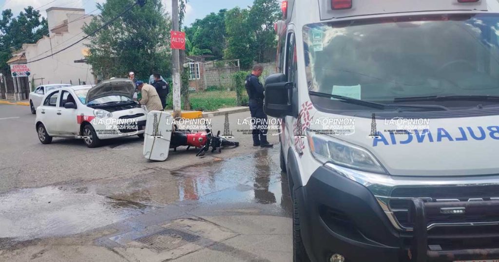 Motociclista resulta lesionado tras ser embestido por taxi en la colonia La Ceiba