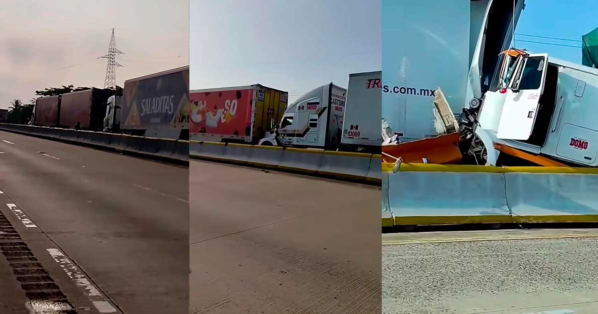 Falla de frenos desata carambola de tráileres y paraliza la Cosoleacaque–Nuevo Teapa