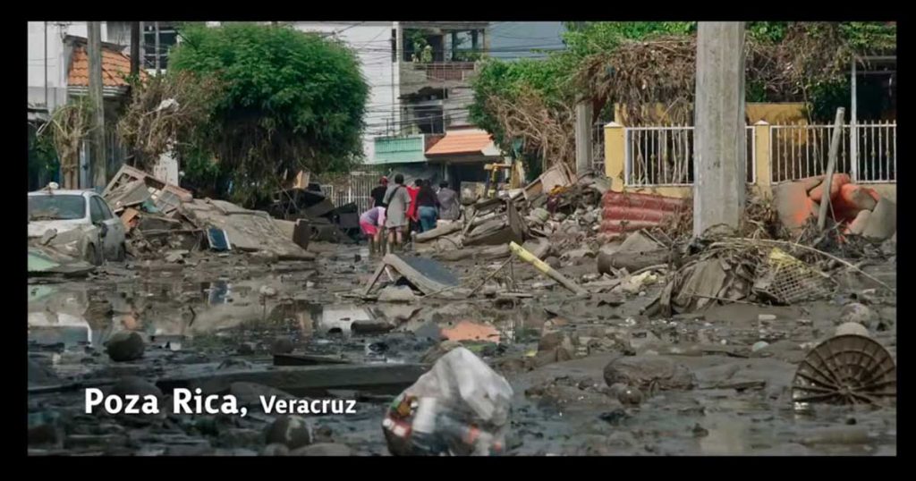 Sheinbaum muestra imágenes de la inundación de Poza Rica en documental