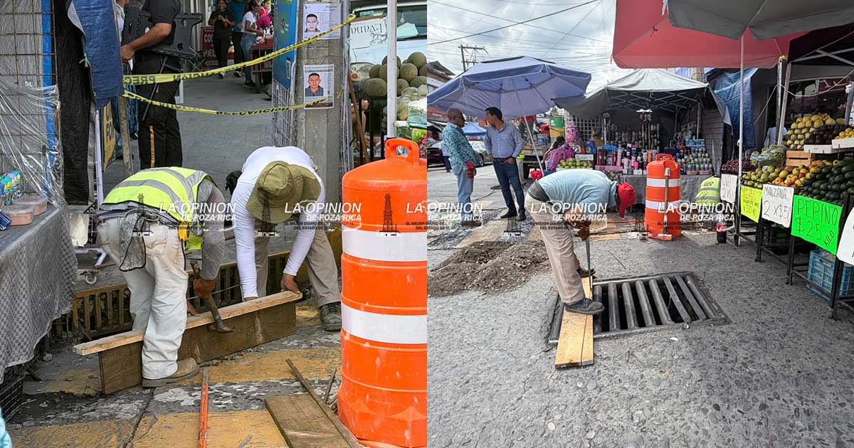 Ayuntamiento de Poza Rica repara coladeras en la zona centro Ayuntamiento de Poza Rica repara coladeras en la zona centro