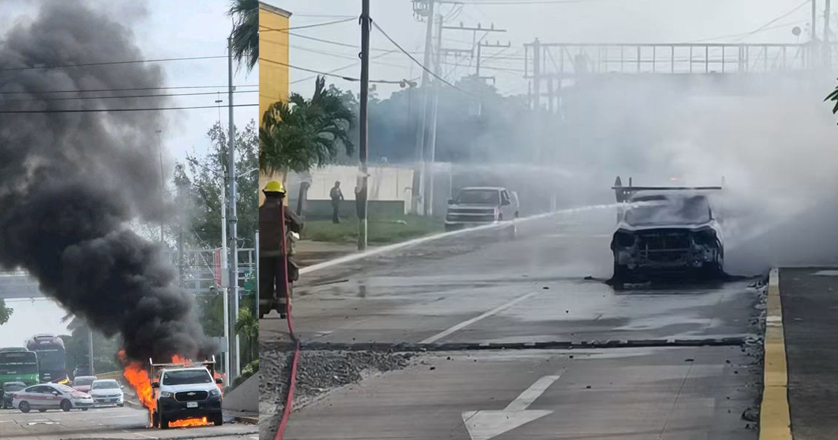 Vehículo queda reducido a cenizas en el acceso a Coatzacoalcos Vehículo queda reducido a cenizas en el acceso a Coatzacoalcos