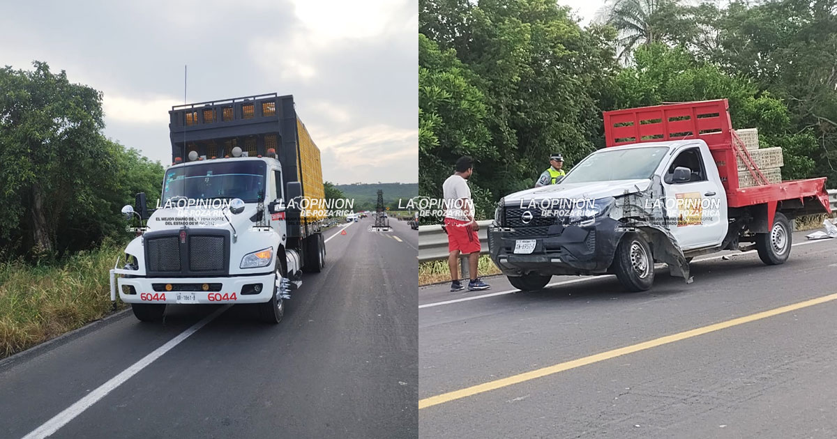 Tractocamión impacta camioneta en la carretera Totomoxle-Tihuatlán Tractocamión impacta camioneta en la carretera Totomoxle-Tihuatlán