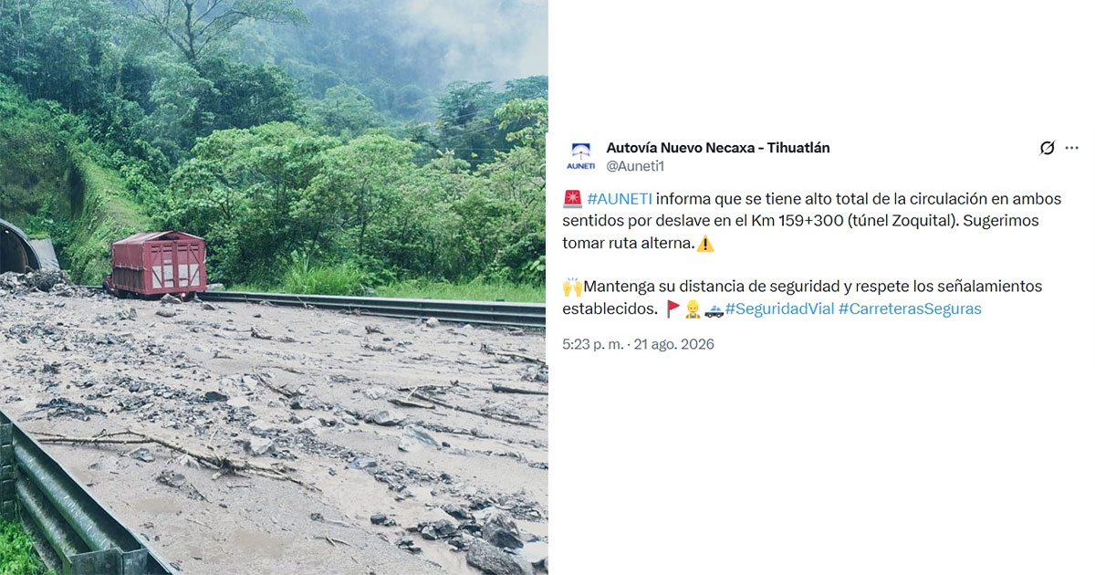 Deslave provoca cierre total de la Autovía Nuevo Necaxa-Tihuatlán Deslave provoca cierre total de la Autovía Nuevo Necaxa-Tihuatlán