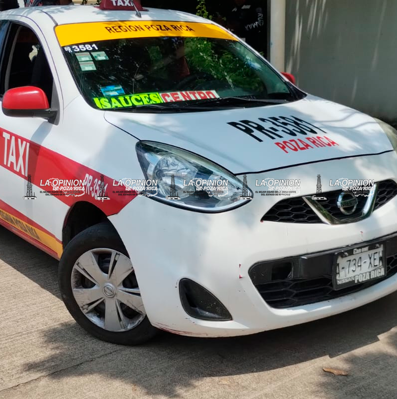 Motociclista resulta lesionado tras choque con taxi en la colonia México de Poza Rica