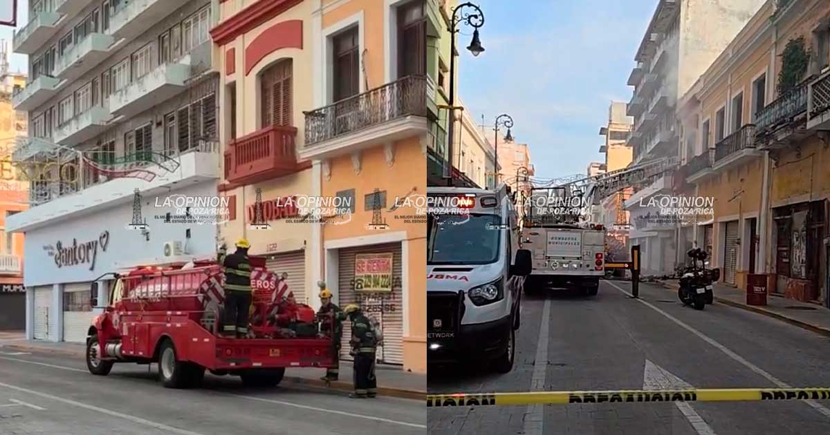 Sofocan incendio en local comercial del Centro Histórico de Veracruz