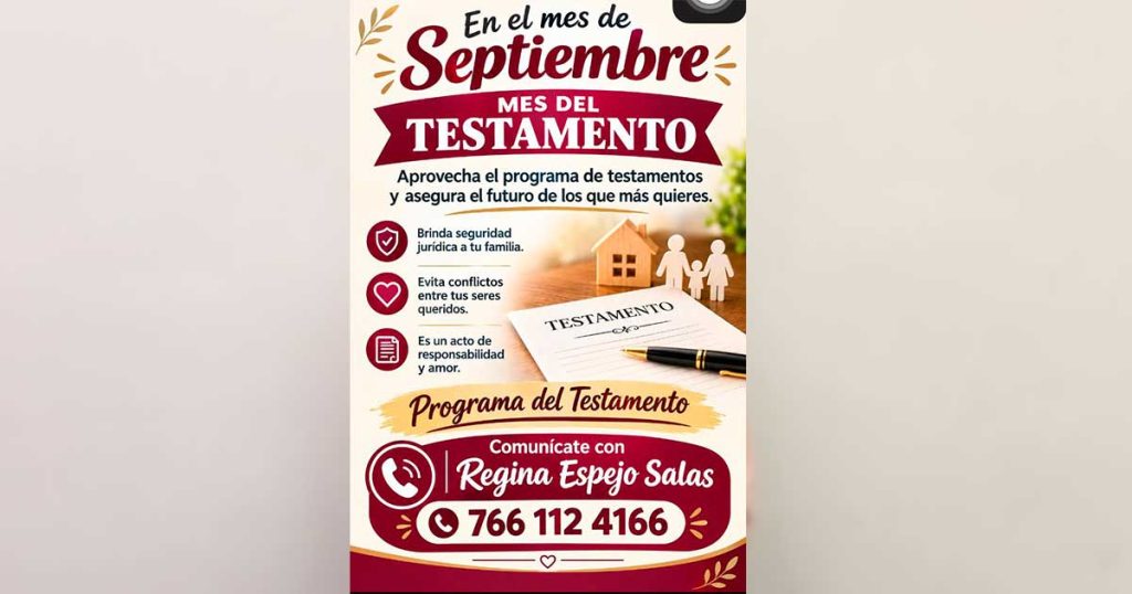 En septiembre, invitan en Tecolutla a aprovechar el Mes del Testamento