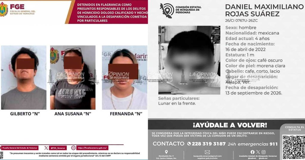 Detienen a tres personas tras hallazgo de cuerpo de menor desaparecido en Xalapa