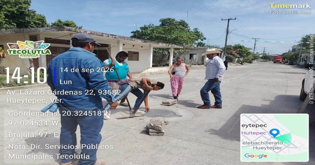 Desazolvan drenaje en Hueytepec para evitar taponamientos Desazolvan drenaje en Hueytepec para evitar taponamientos