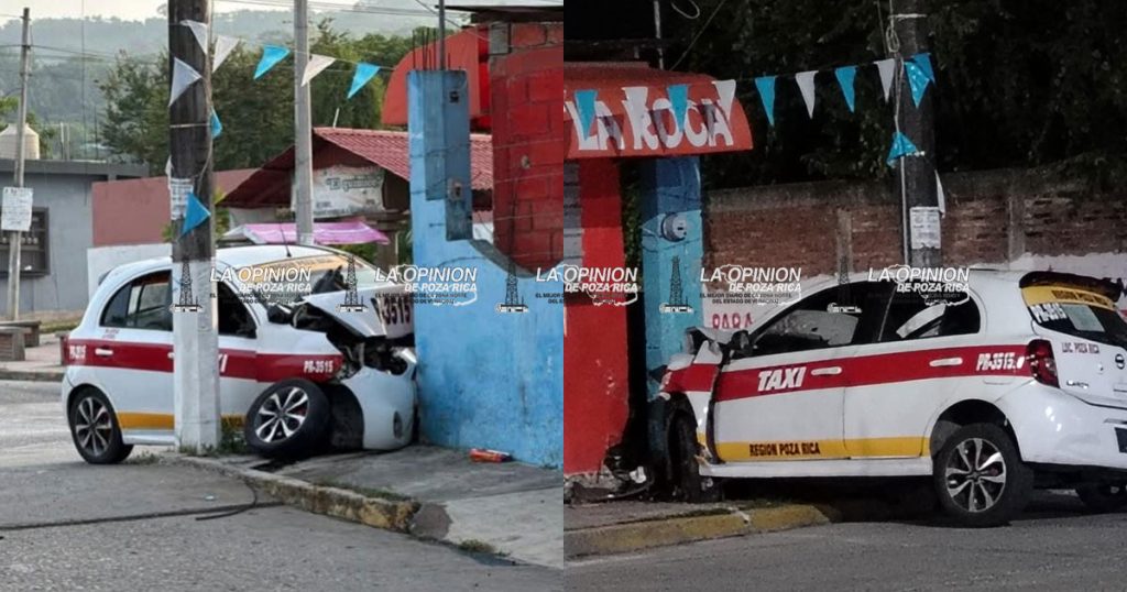 Taxi fue incrustado contra autolavado Taxi fue incrustado contra autolavado