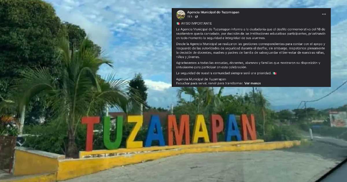 Cancelan desfile en Tuzamapan ante temor por presunta amenaza de ataque